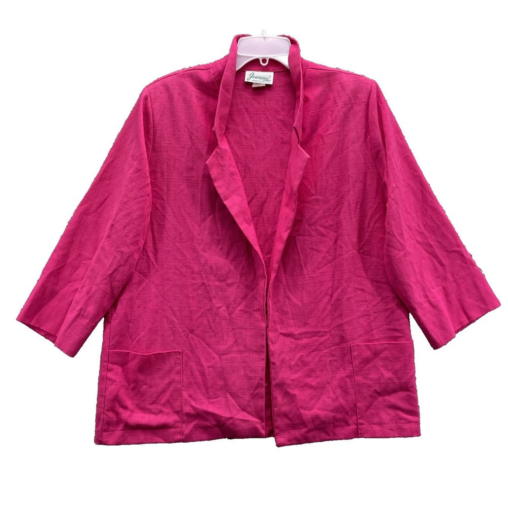 Vintage Joanna Open Blazer Women's Large Pink Shoulder Pads 80's Business Casual